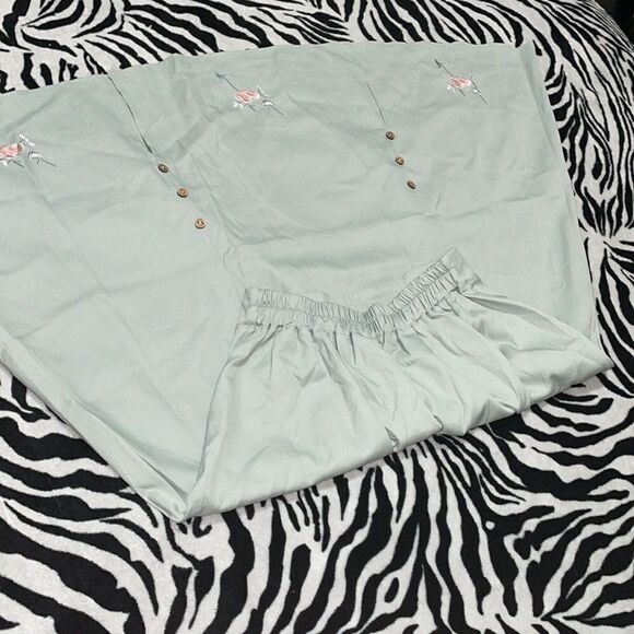 Vintage mint green front slit midi a line trad modest elegant high waisted skirt - Picture 10 of 11